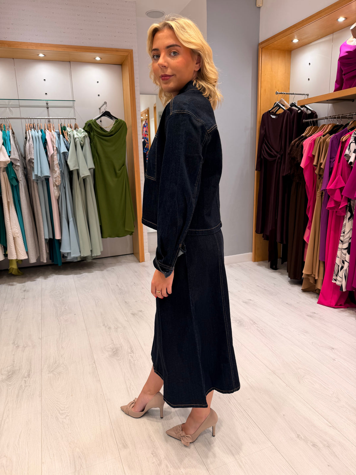 St. Tropez Denim Midi Skirt
