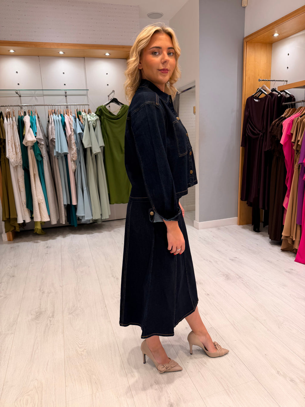 St. Tropez Denim Midi Skirt