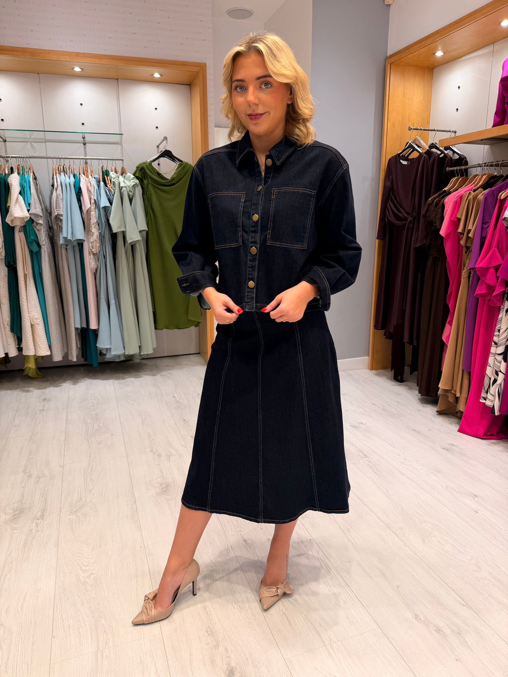 St. Tropez Denim Midi Skirt