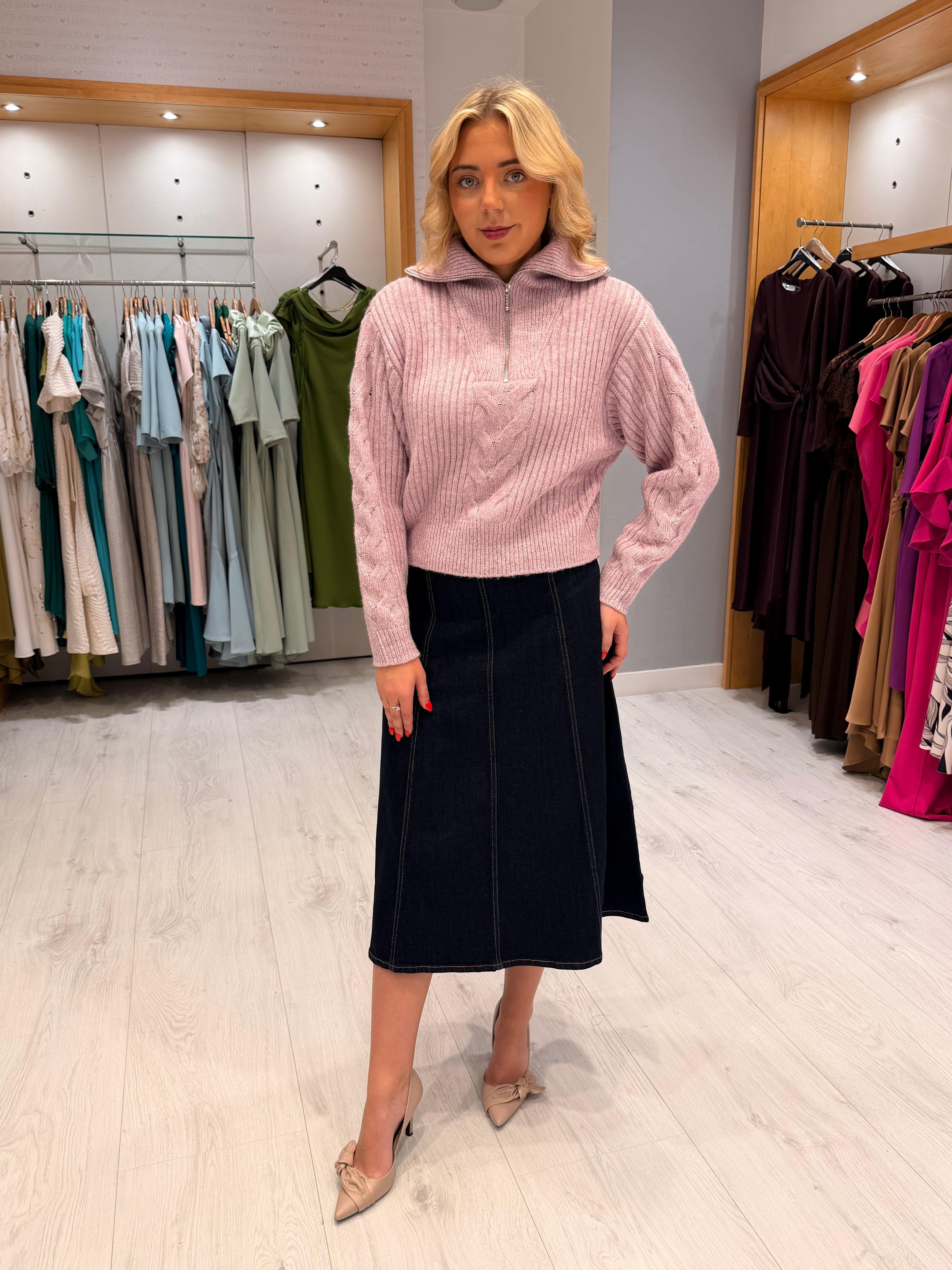 St Tropez Cable Knit Half-Zip