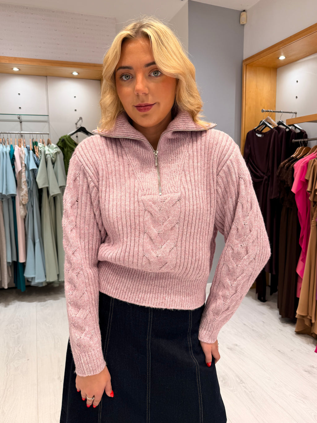 St Tropez Cable Knit Half-Zip
