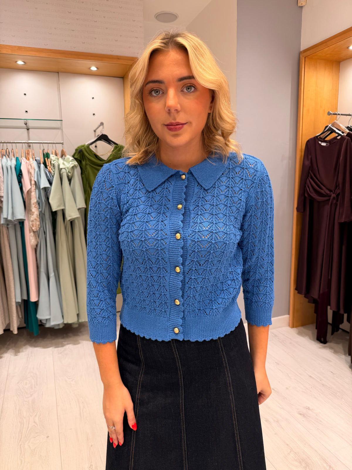 St. Tropez Blue Knit Cardigan