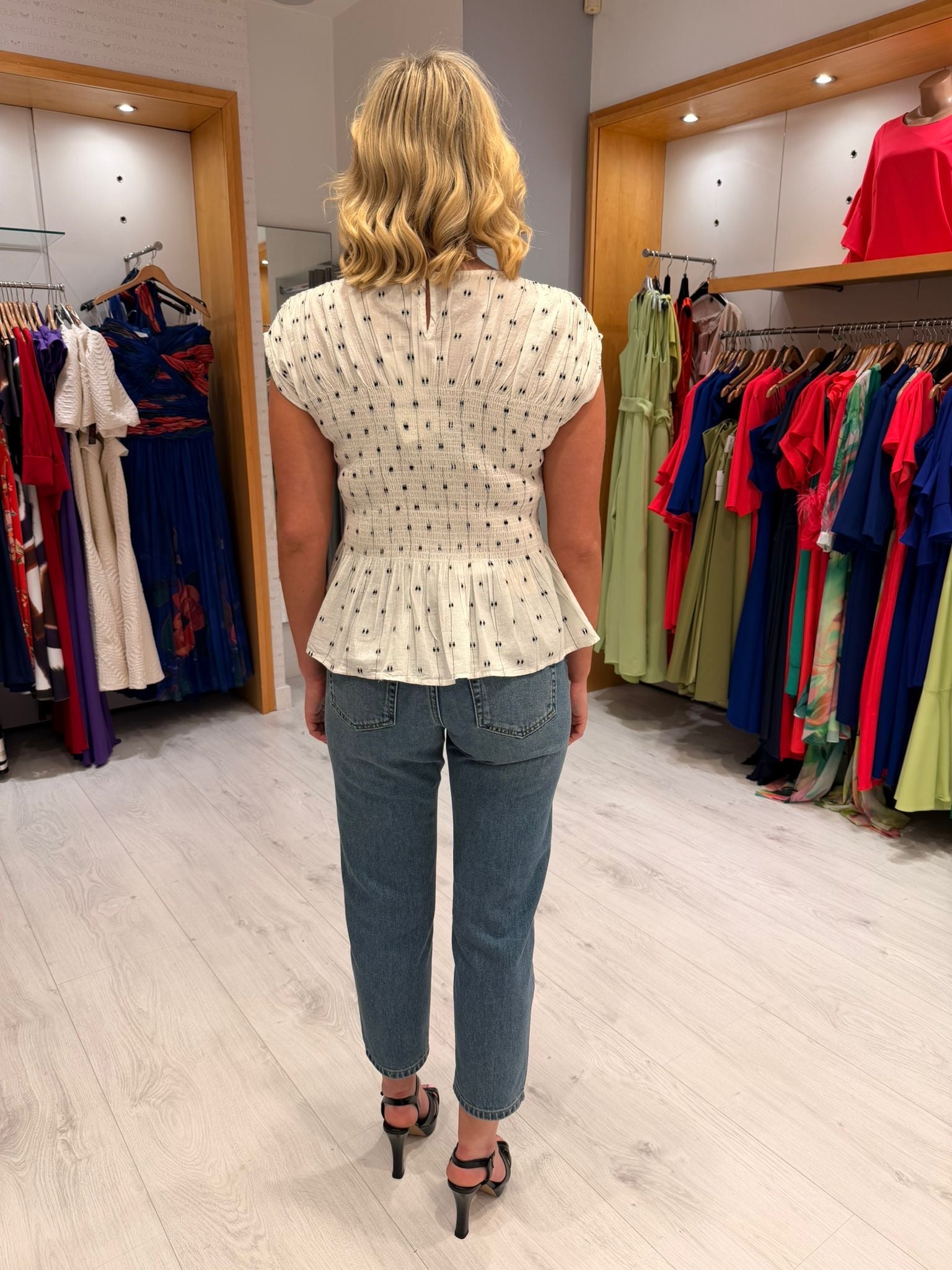 Soaked Polka Dot Ruched Top