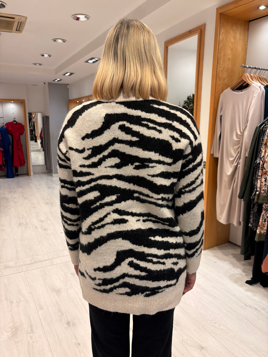 Kaffe Black and White Animal Print Cardigan