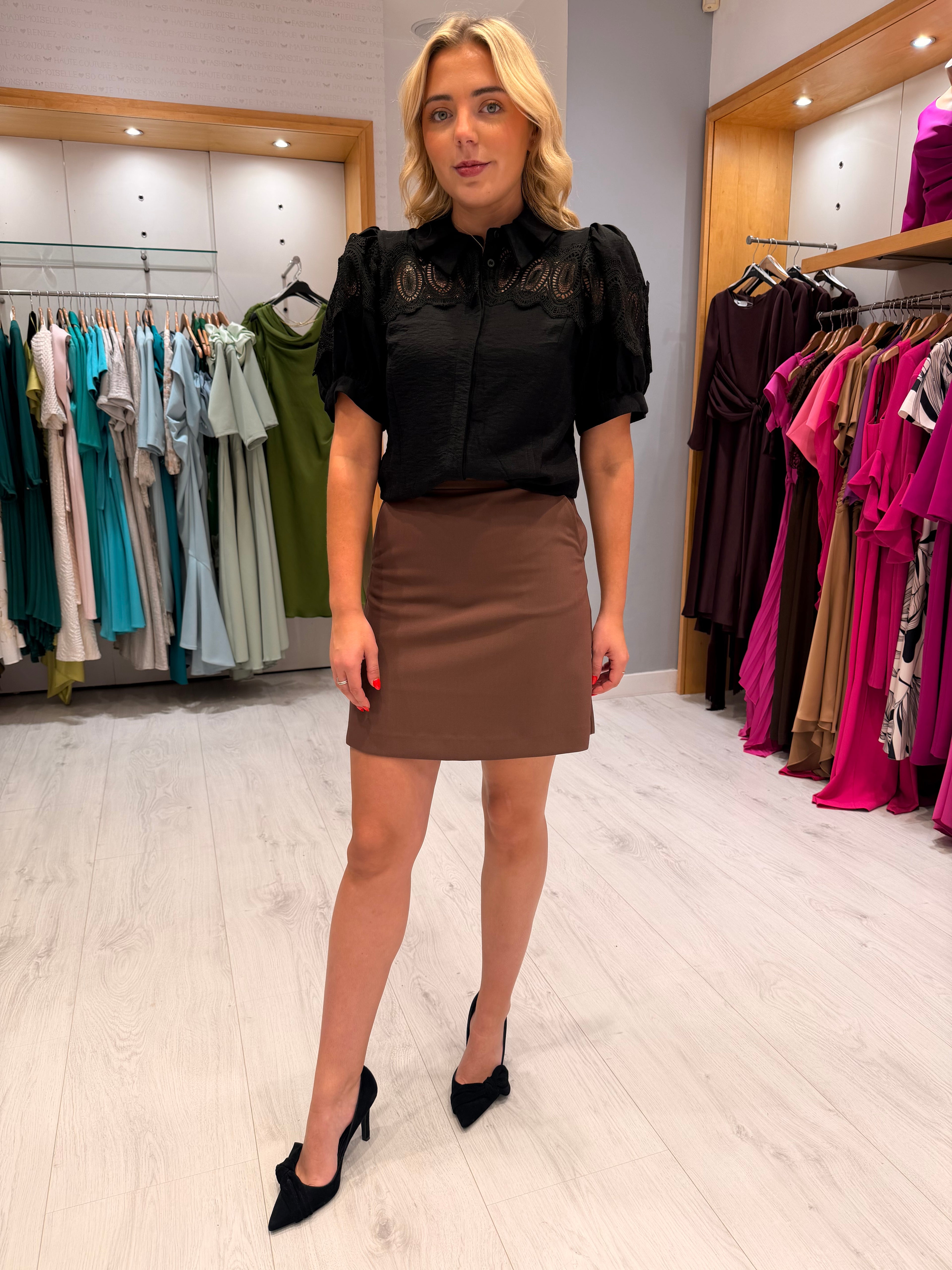 Soaked Brown Mini Skirt