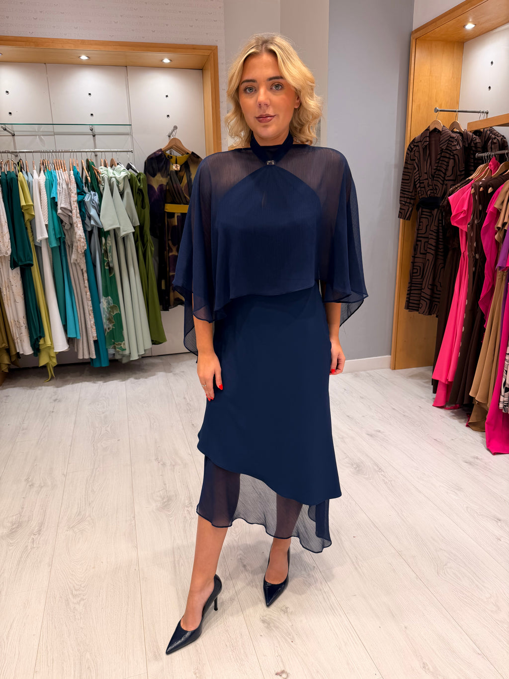 Rolemode Navy Dress With Matching Cape