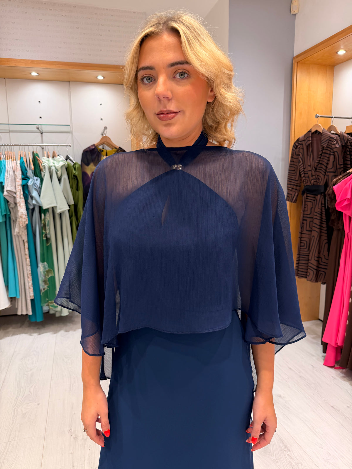 Rolemode Navy Dress With Matching Cape