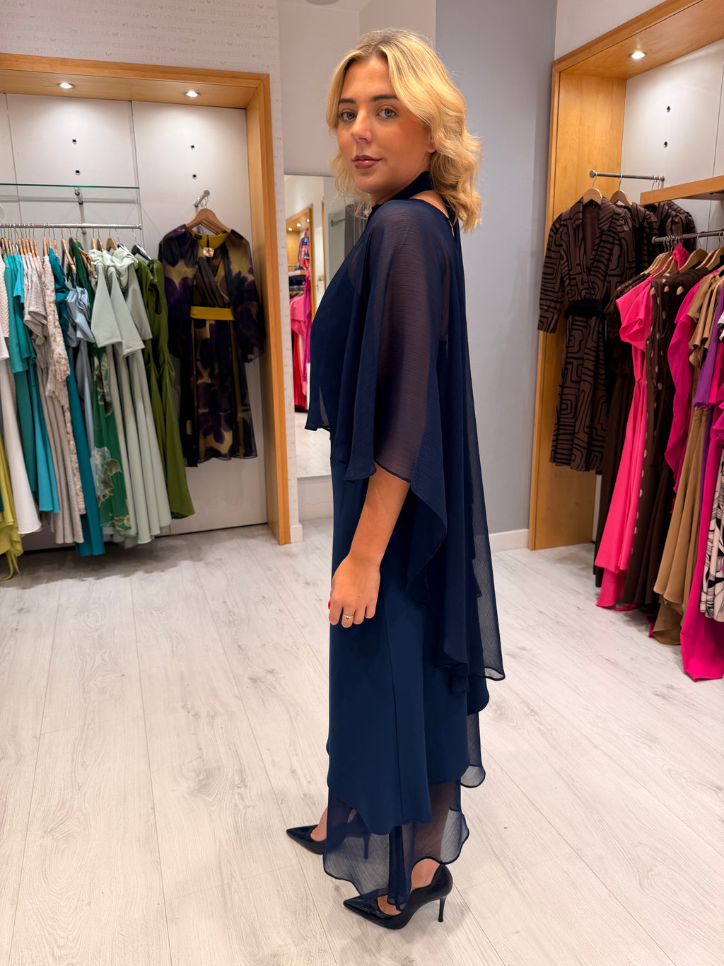 Rolemode Navy Dress With Matching Cape