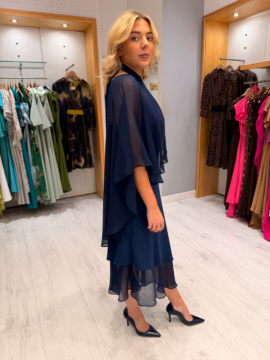 Rolemode Navy Dress With Matching Cape
