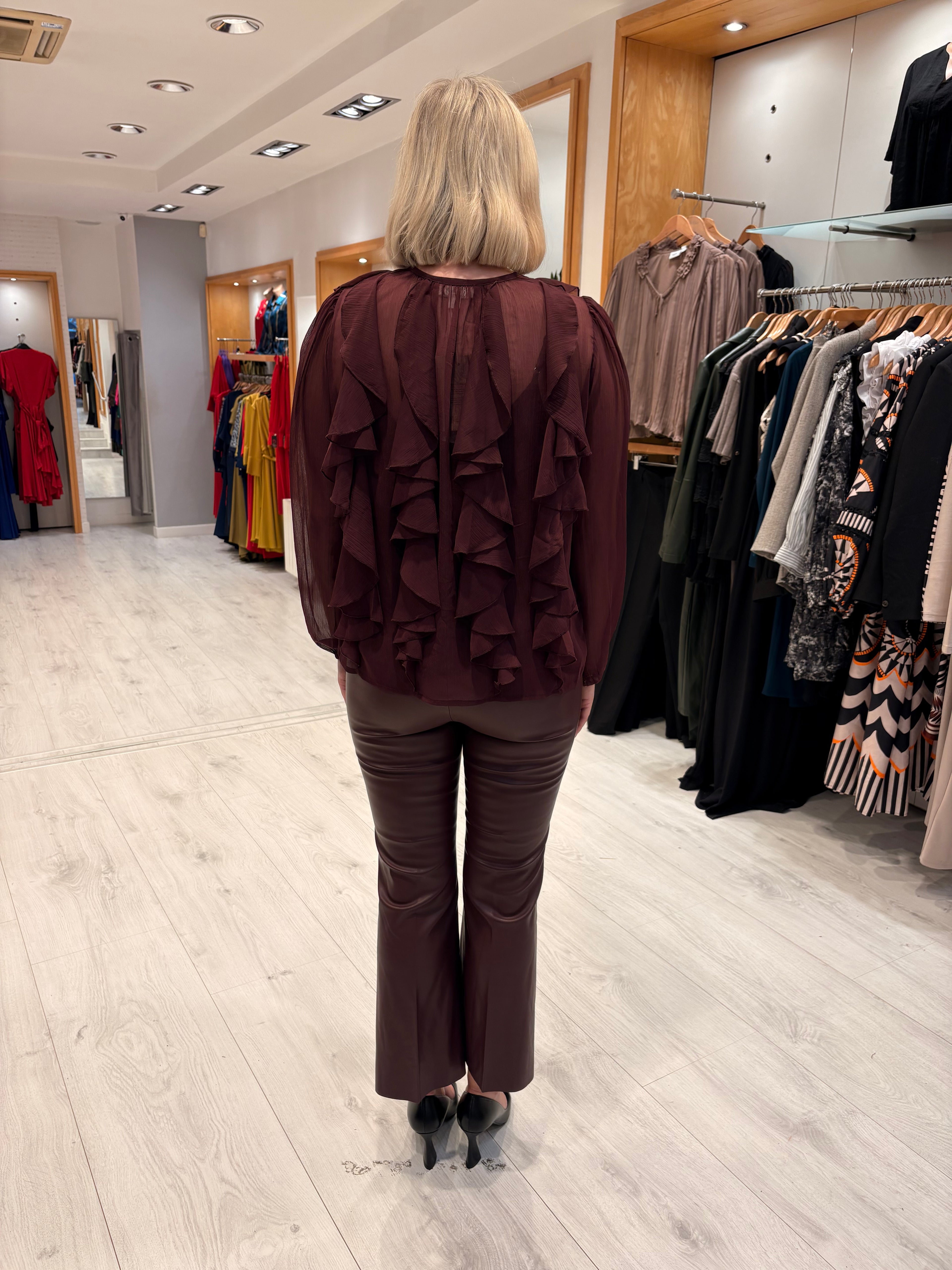 Soaked Burgundy Leather Trouser