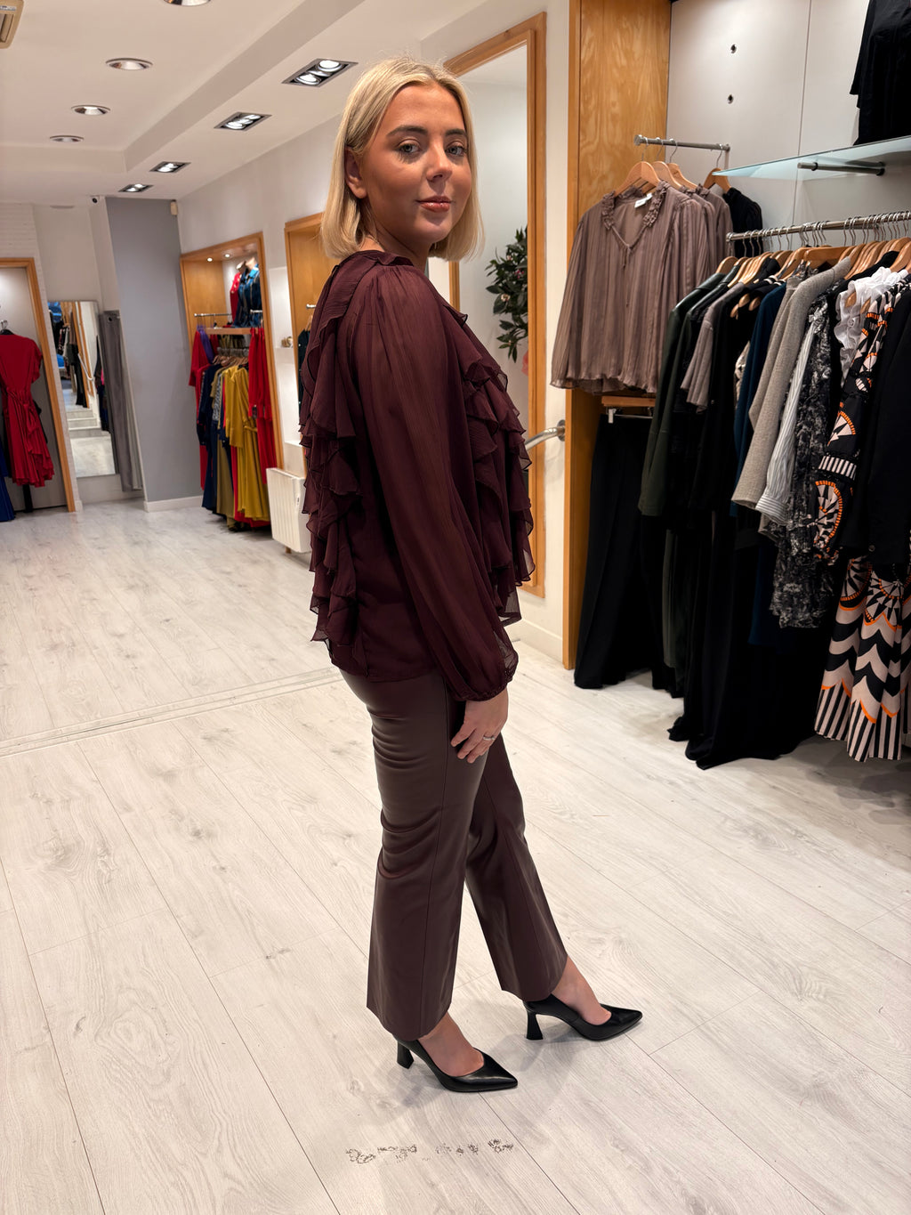 Soaked Burgundy Leather Trouser