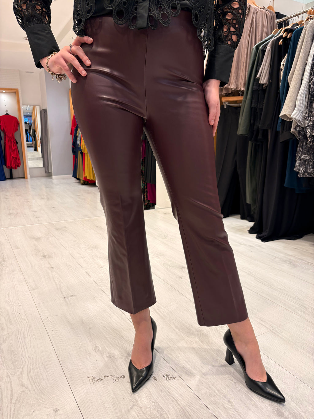 Soaked Burgundy Leather Trouser