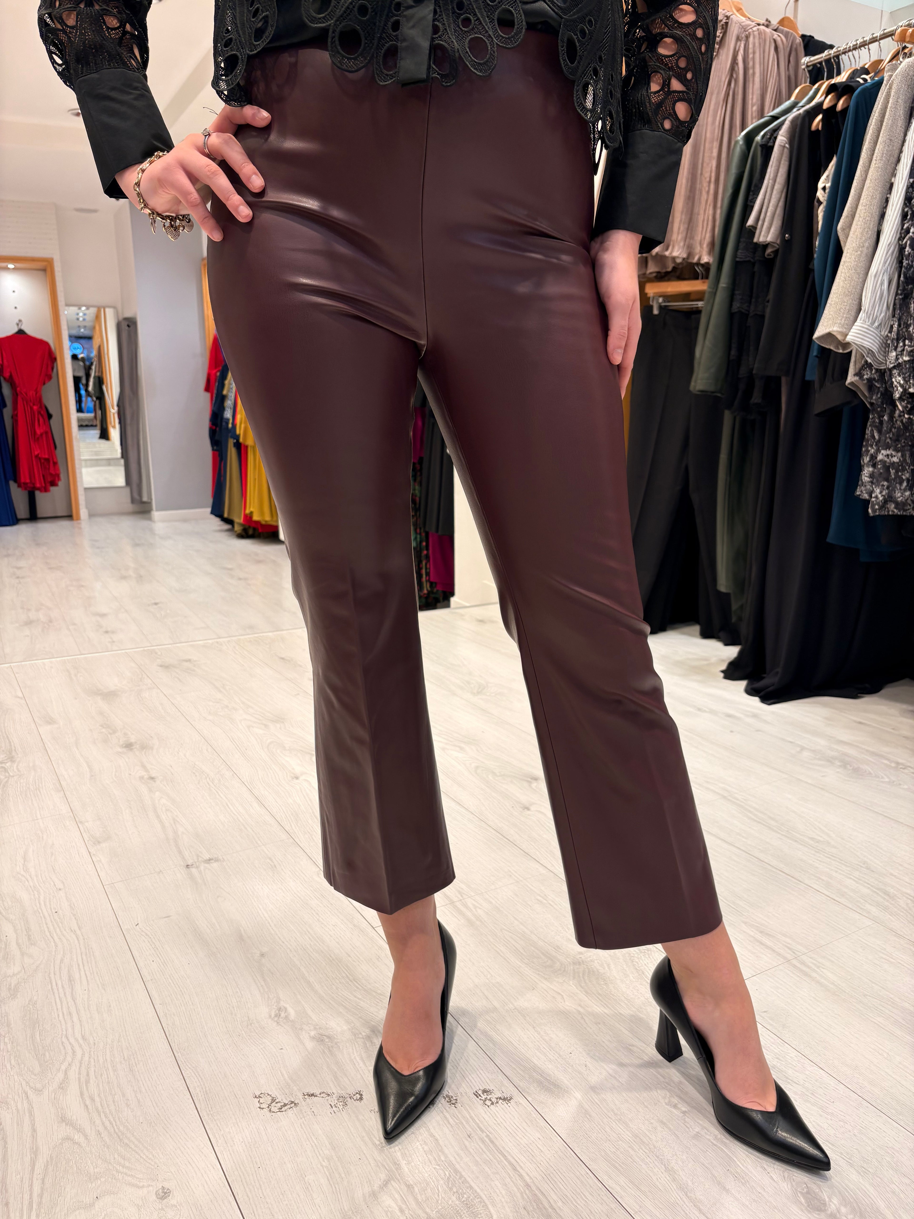 Soaked Burgundy Leather Trouser