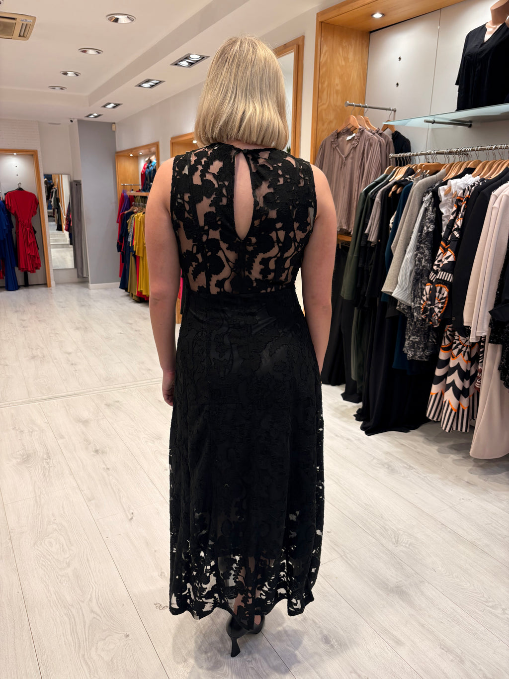 Soaked Black Sleeveless Floral Lace Midi Dress
