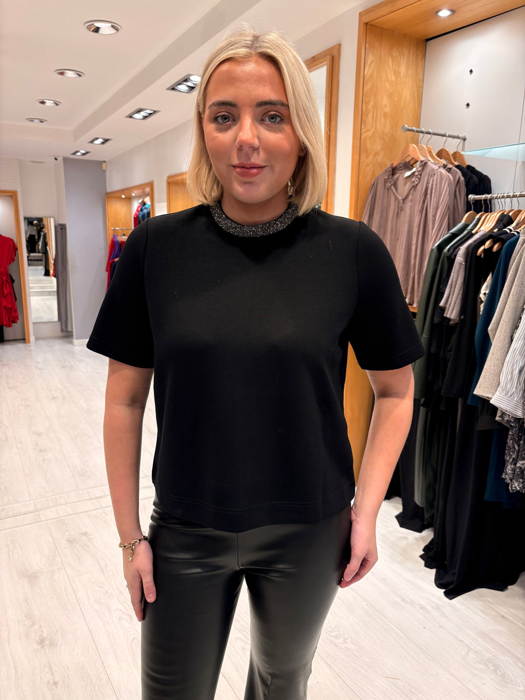 Soaked Black Embellished Neckline Top
