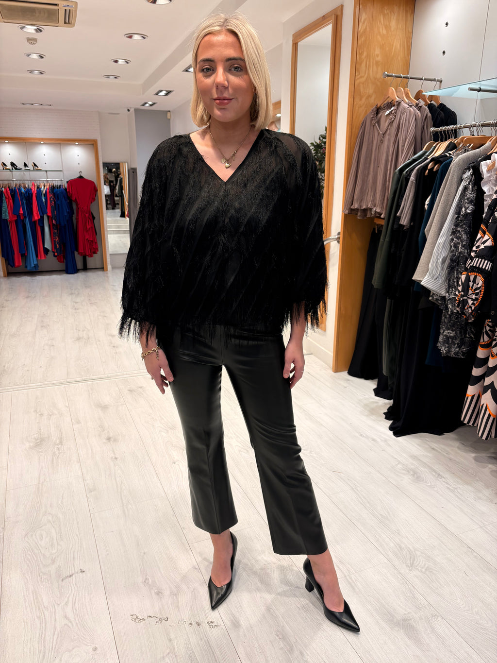 Saint Tropez Black Feather Top