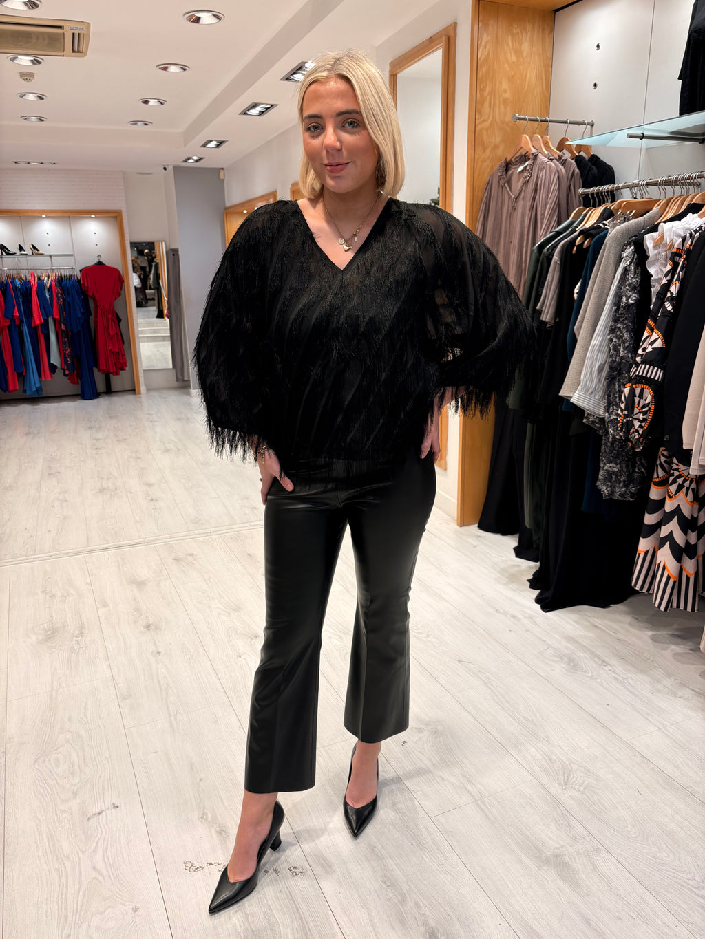 Saint Tropez Black Feather Top