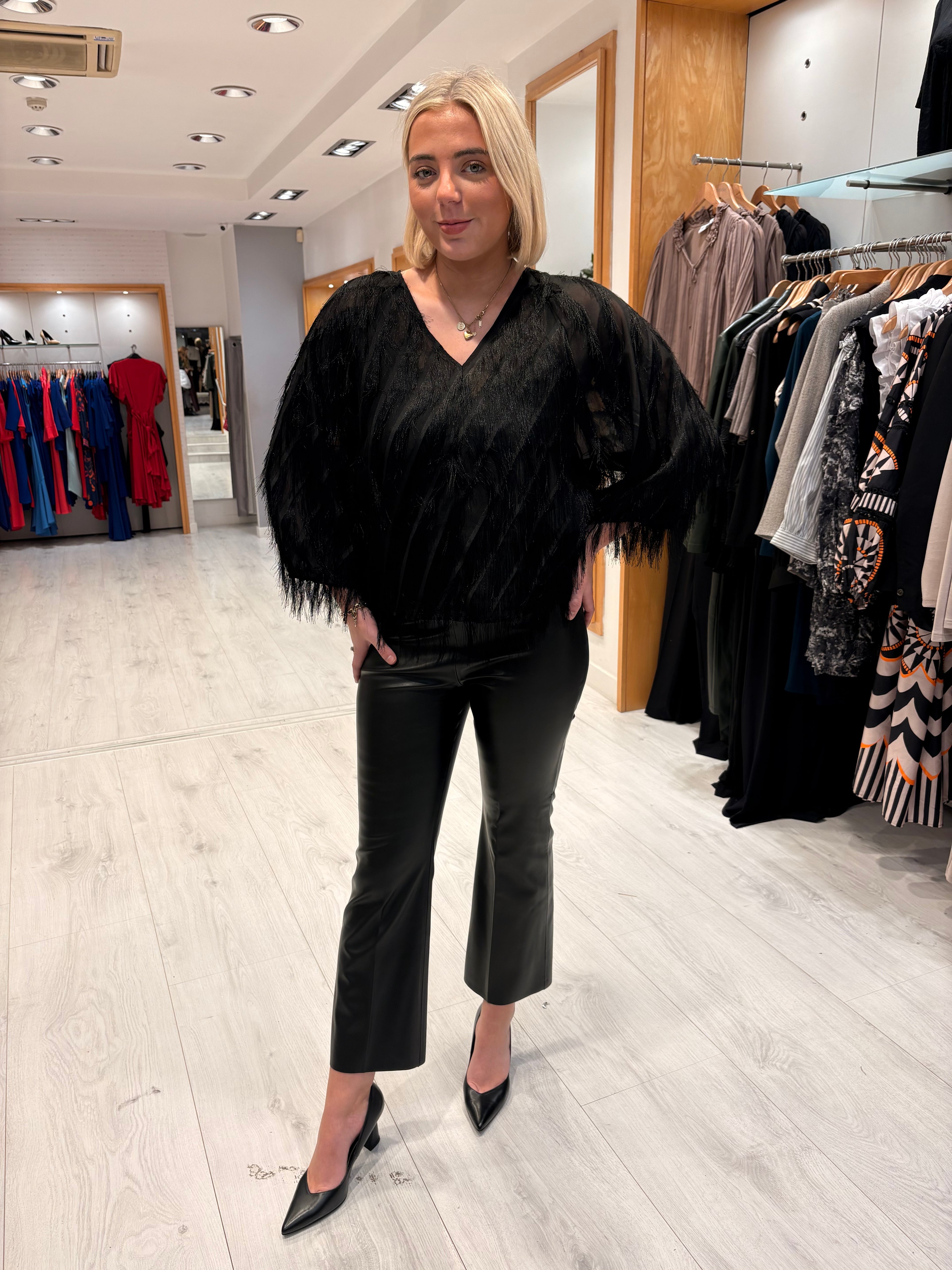 Saint Tropez Black Feather Top