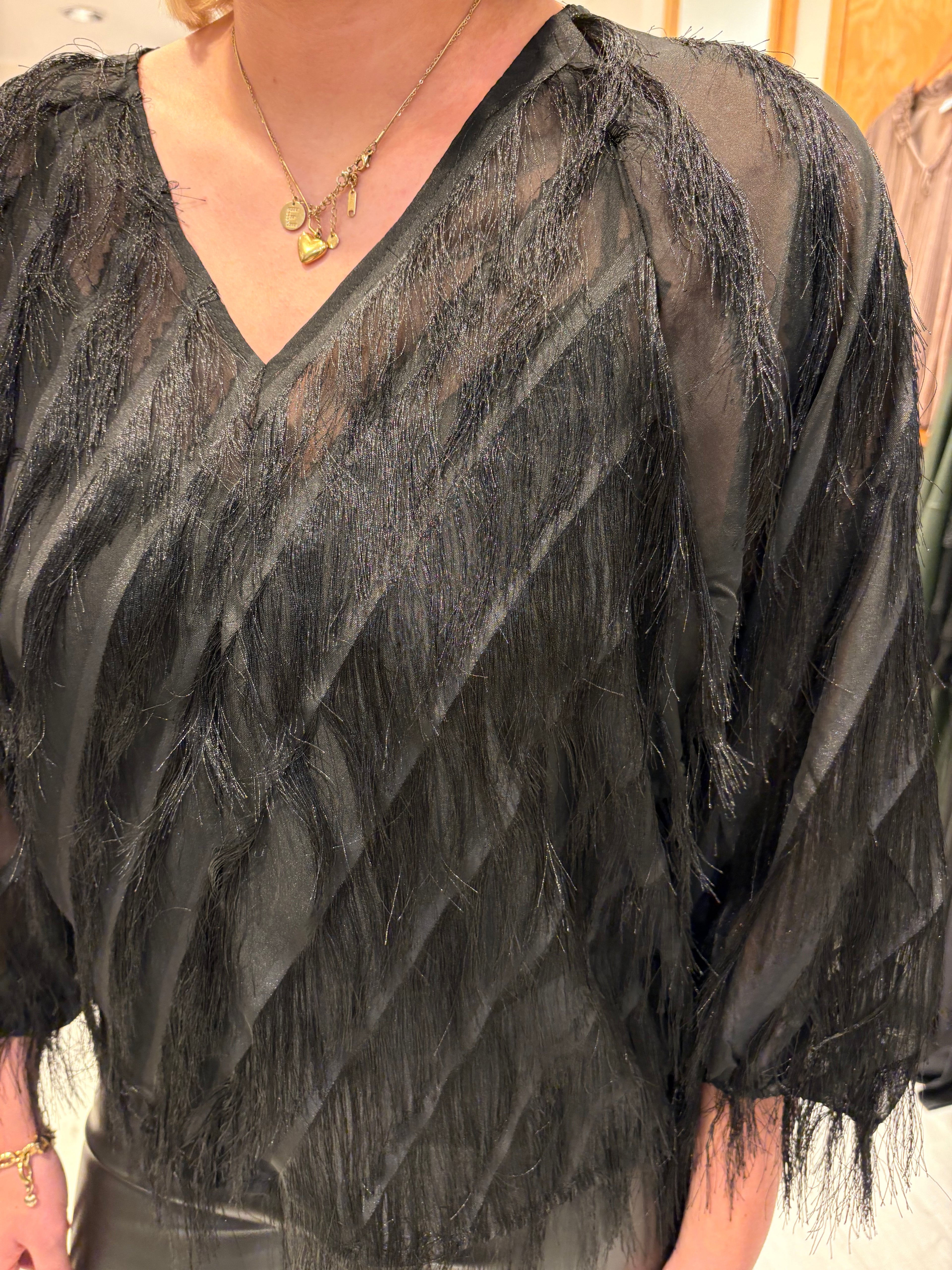 Saint Tropez Black Feather Top