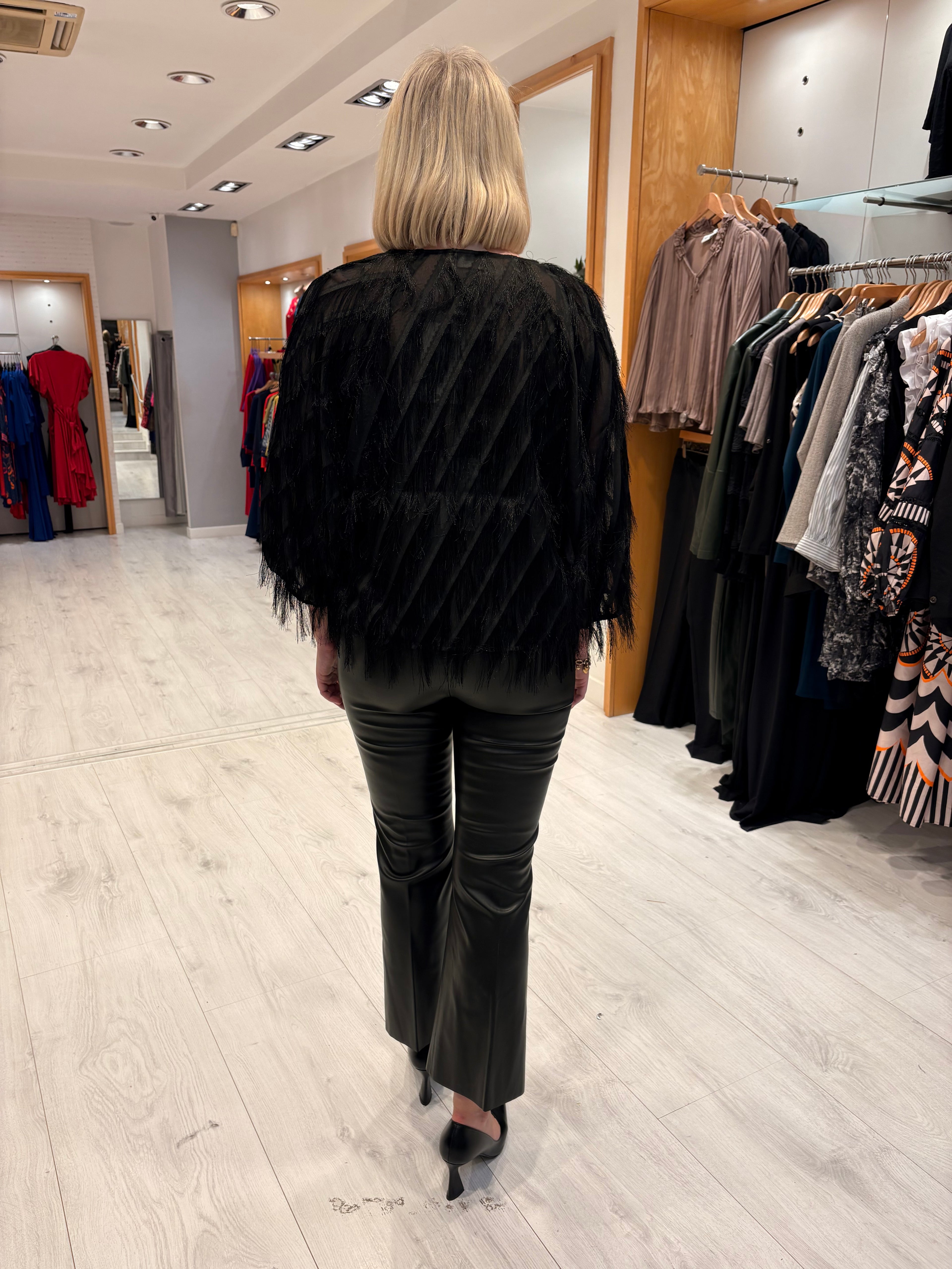 Saint Tropez Black Feather Top