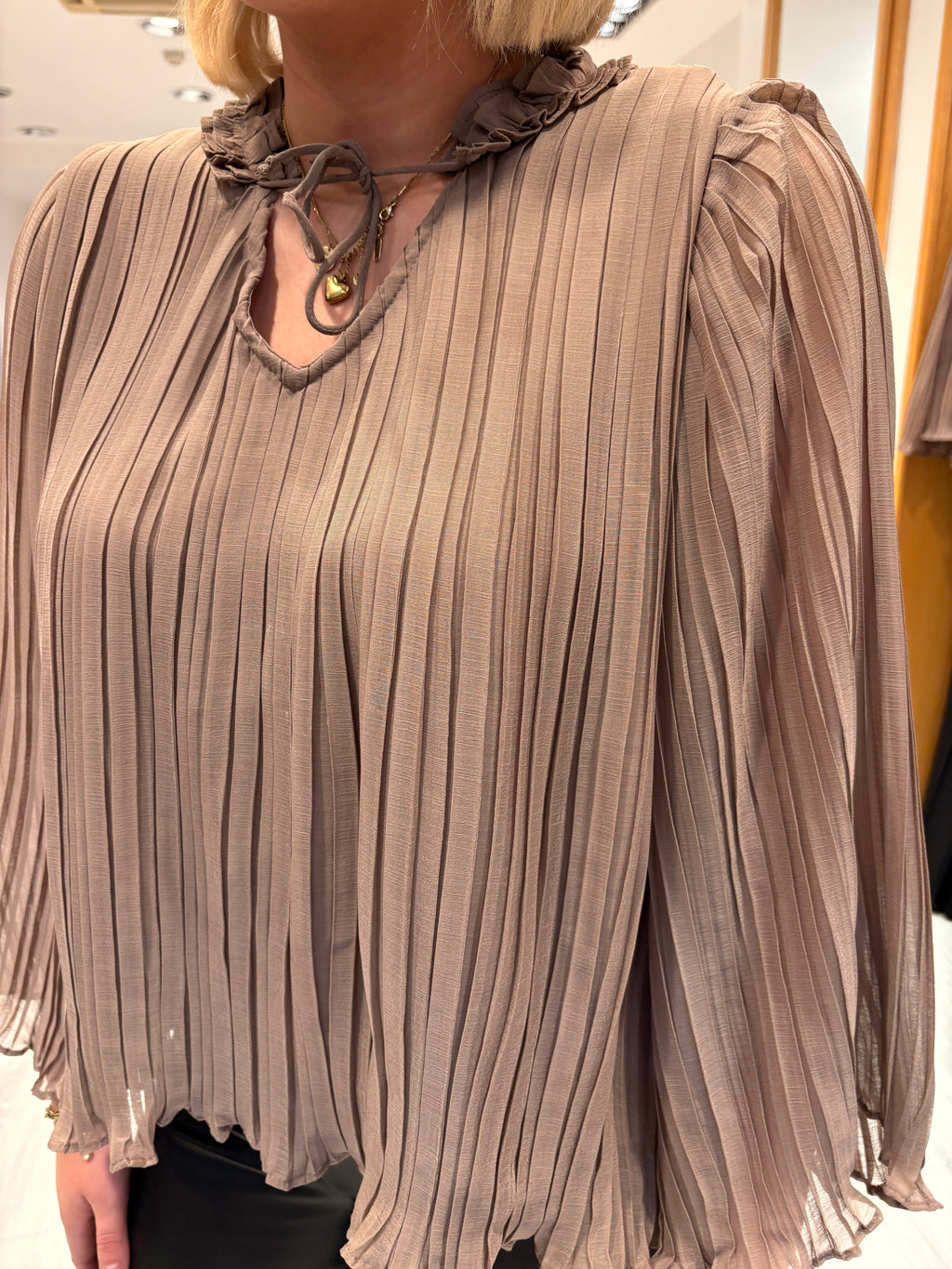 Saint Tropez Pleated Tie-Neck Blouse