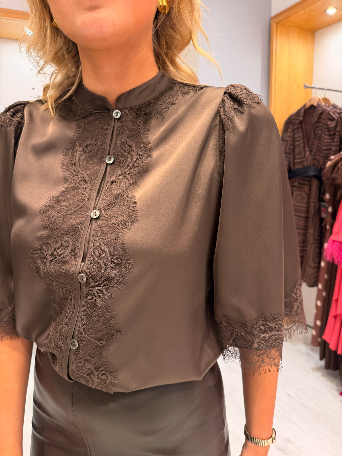 Saint Tropez Chocolate Lace Top