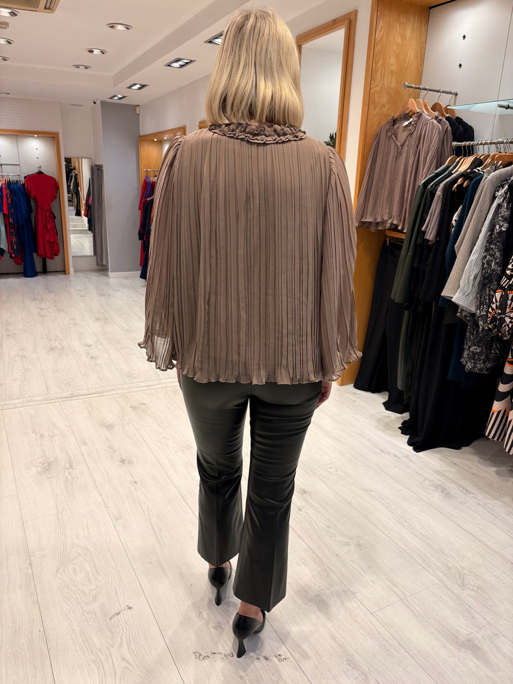 Saint Tropez Pleated Tie-Neck Blouse
