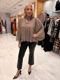 Saint Tropez Pleated Tie-Neck Blouse