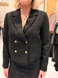 Saint Tropez Black Sparkle Tweed Cropped Blazer
