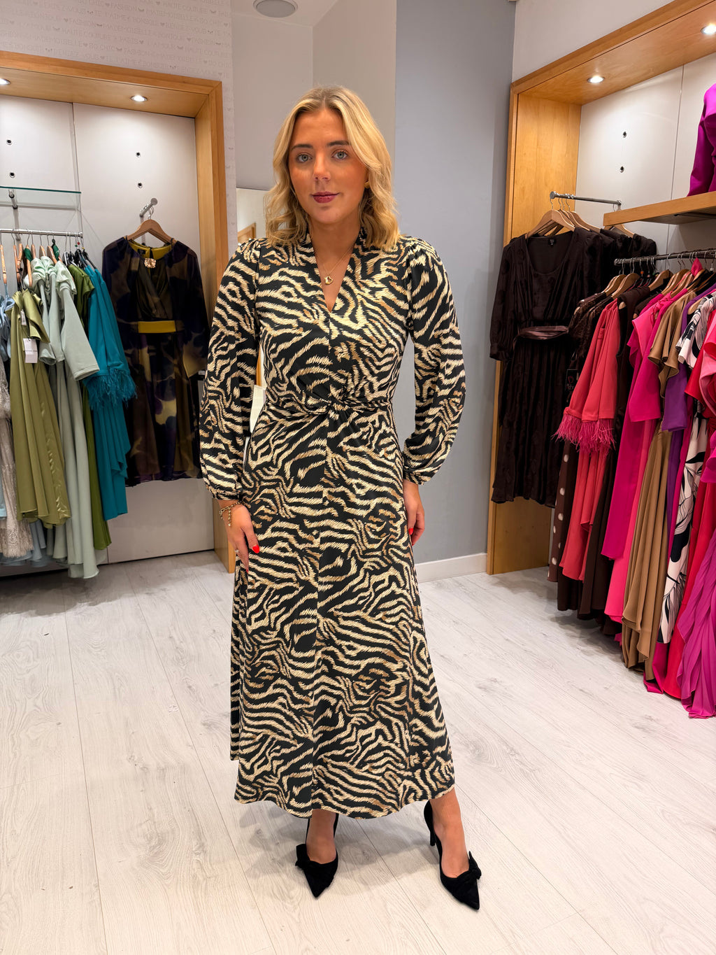 K Design Tiger Print Midi Dress