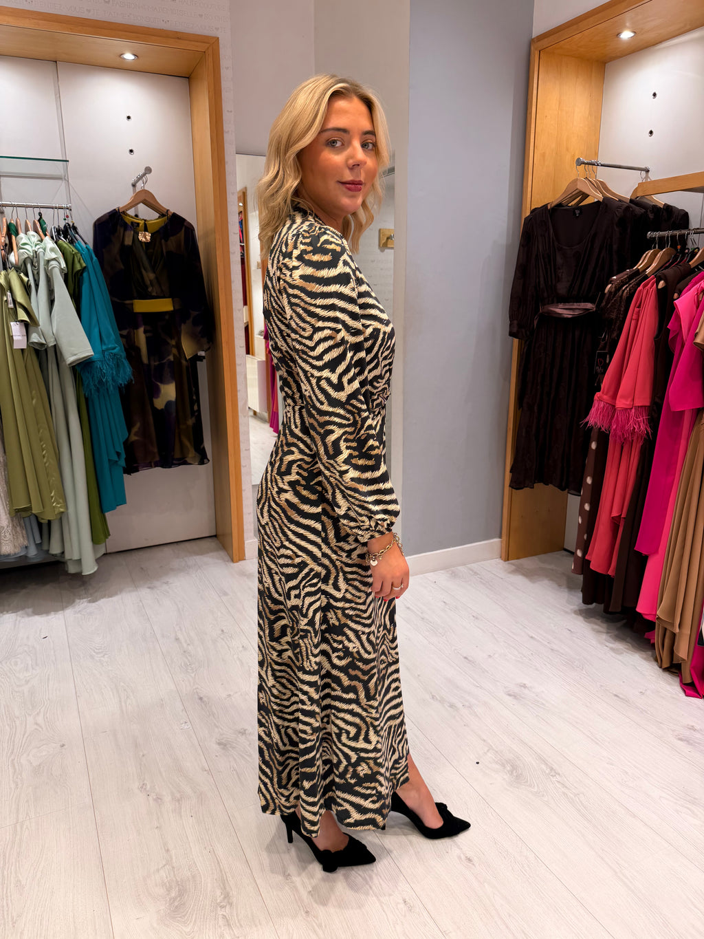 K Design Tiger Print Midi Dress
