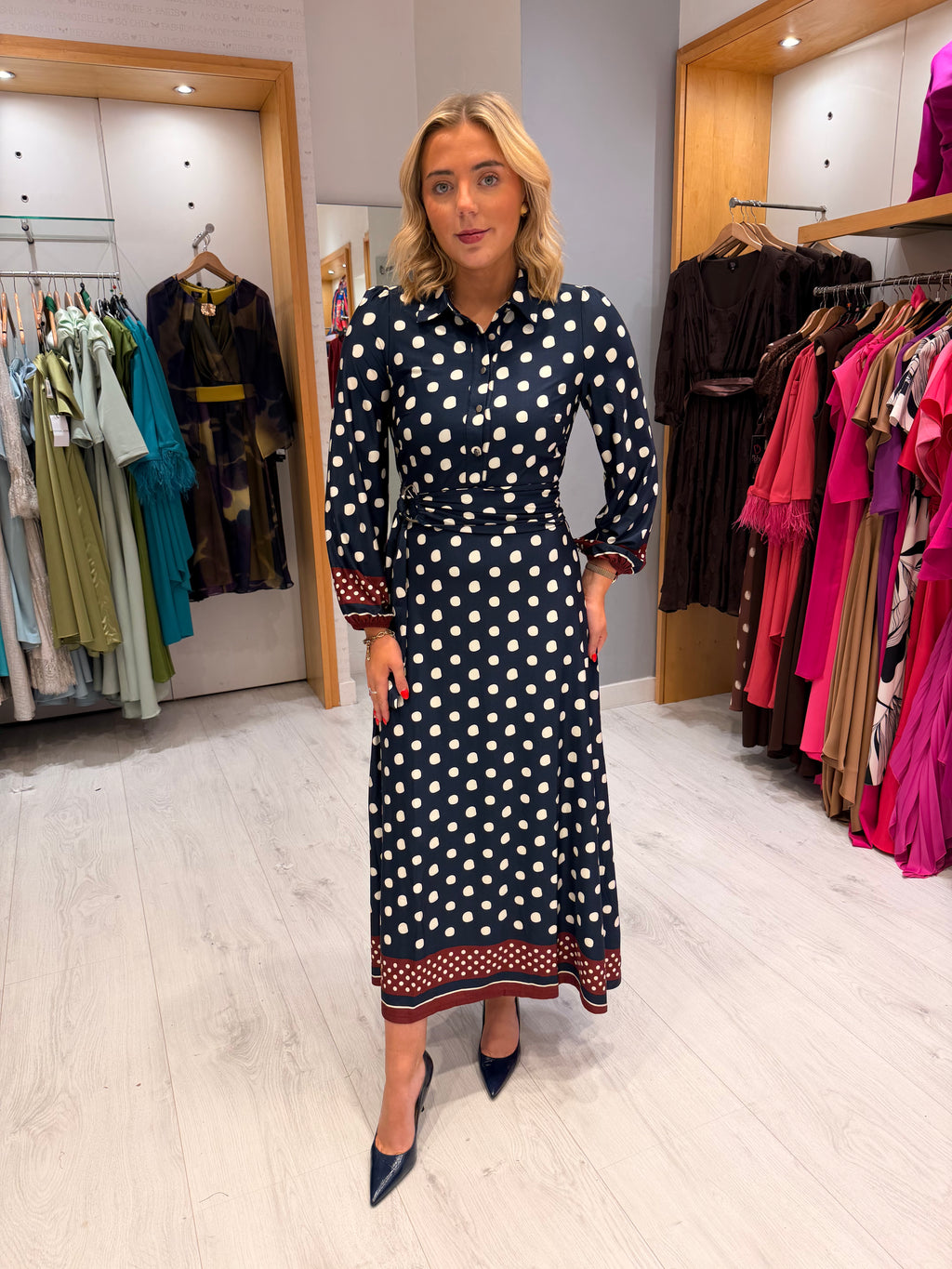 K Design Polka Dot Midi Dress