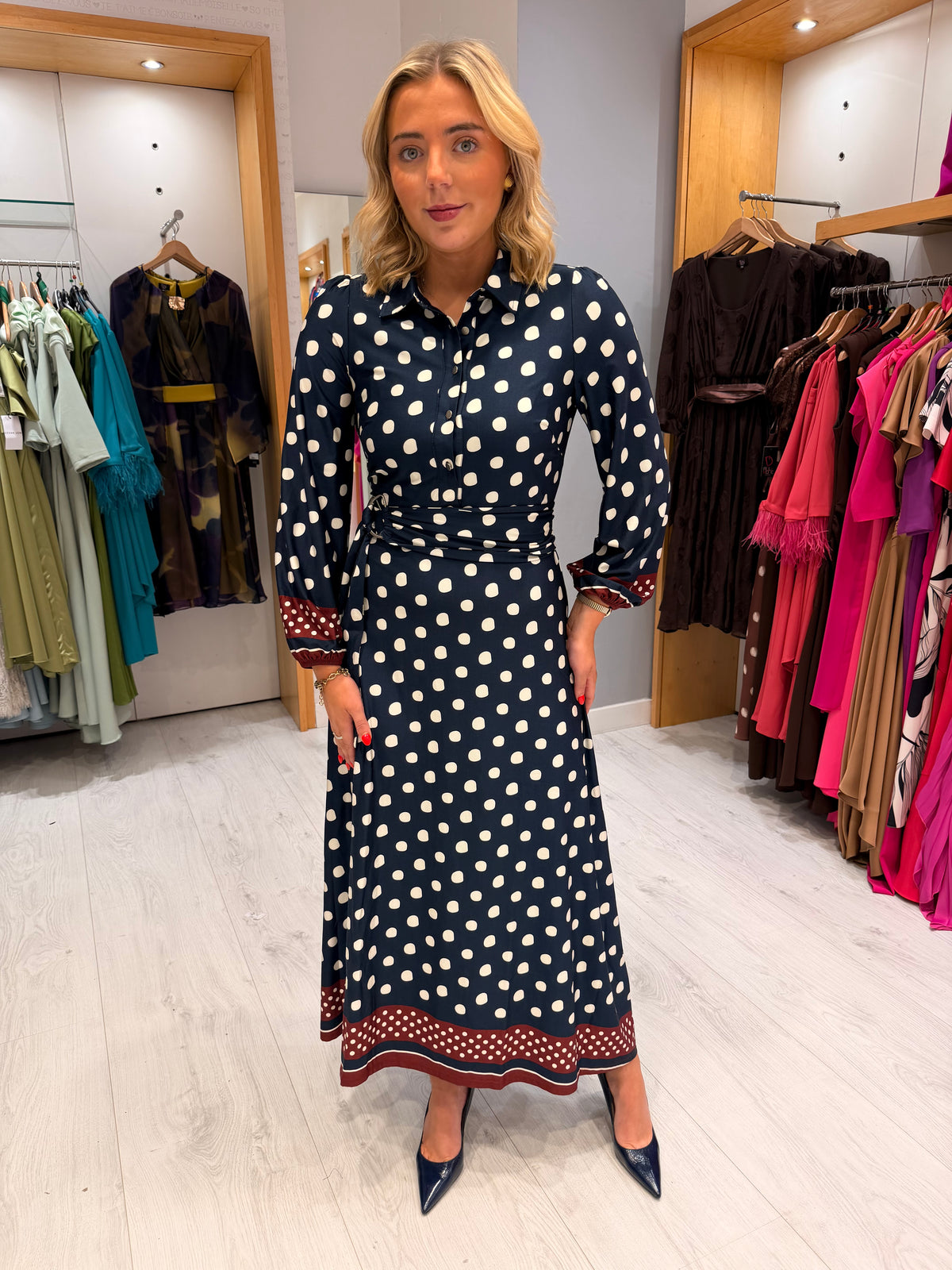 K Design Polka Dot Midi Dress
