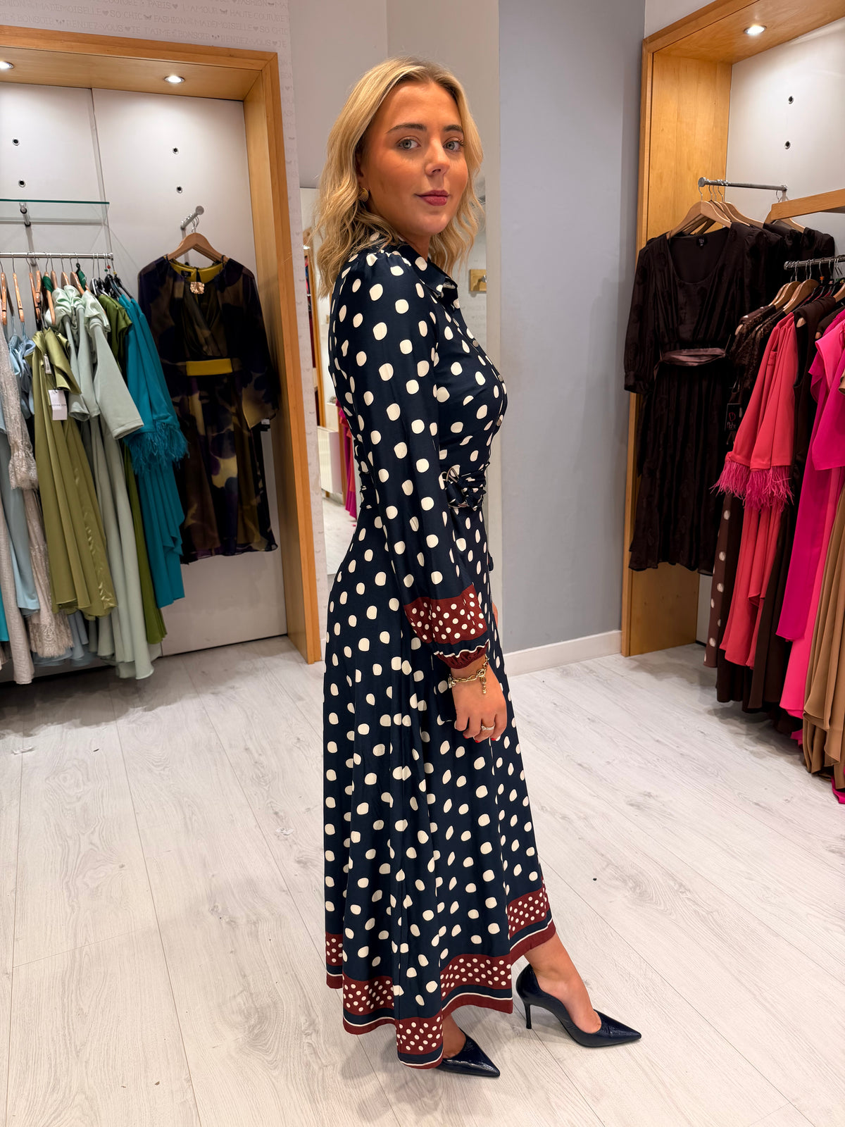 K Design Polka Dot Midi Dress