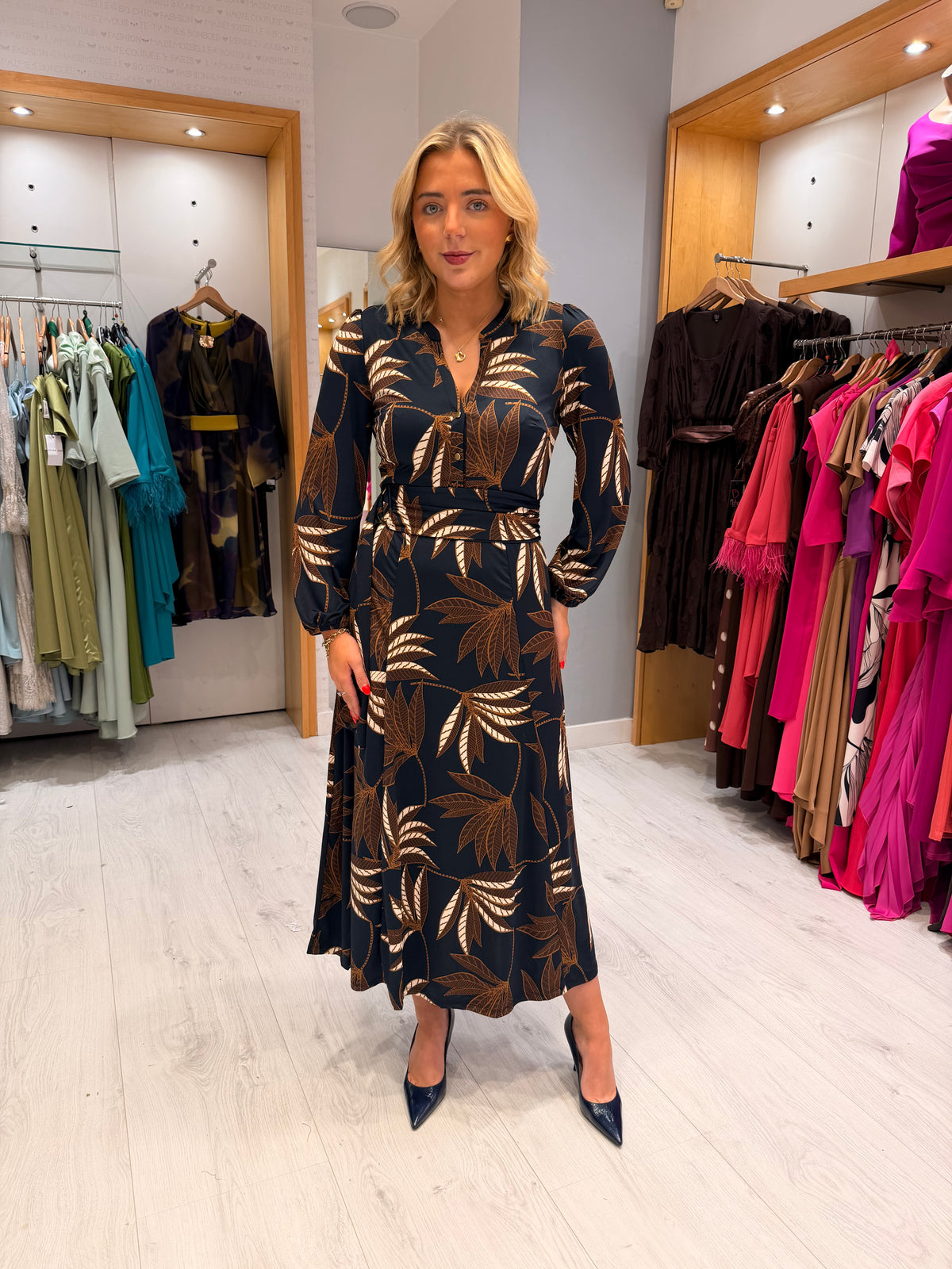 K Design Leaf Print Dress