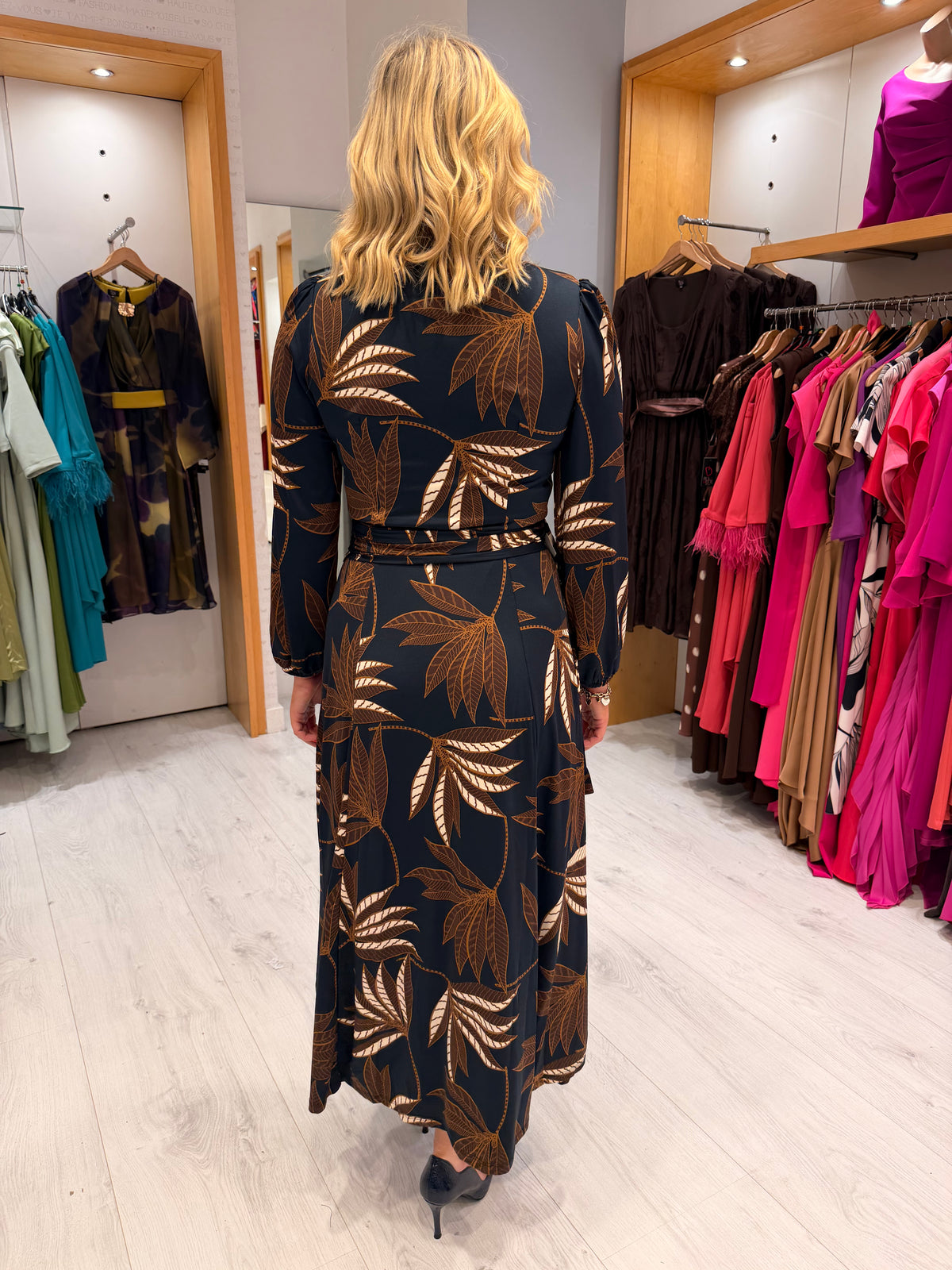 K Design Leaf Print Dress