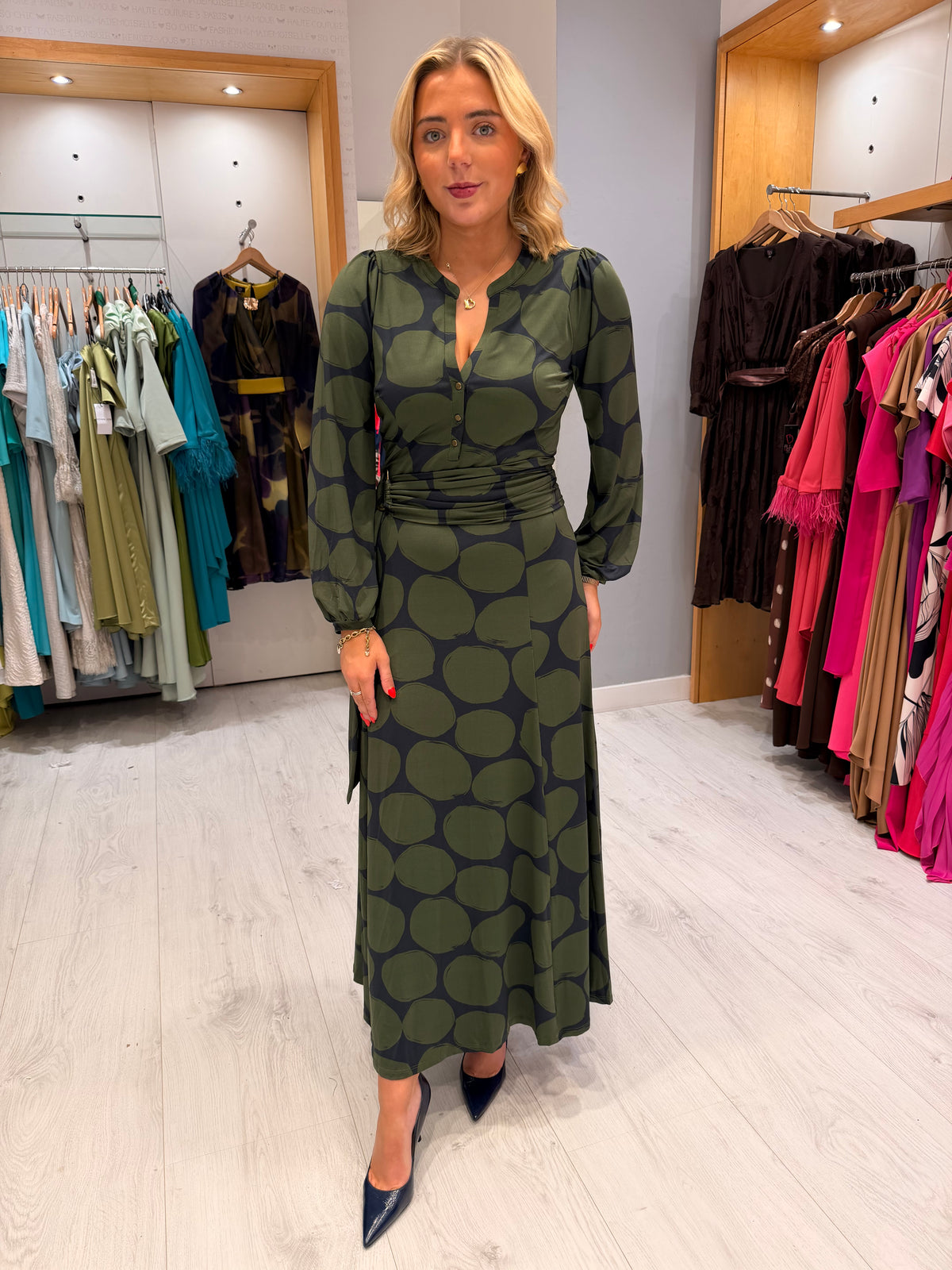 K Design Green Print Dress