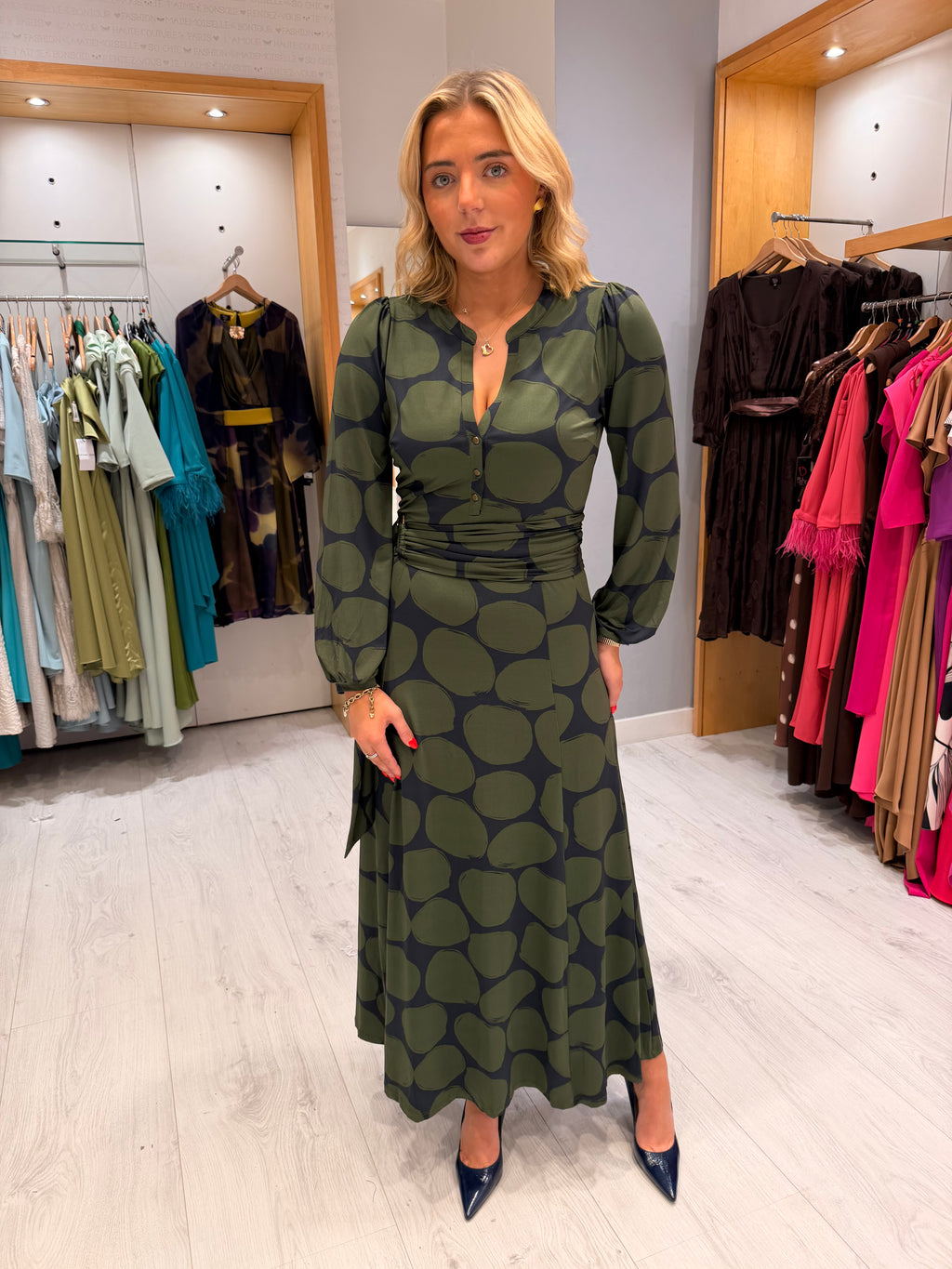 K Design Green Print Dress