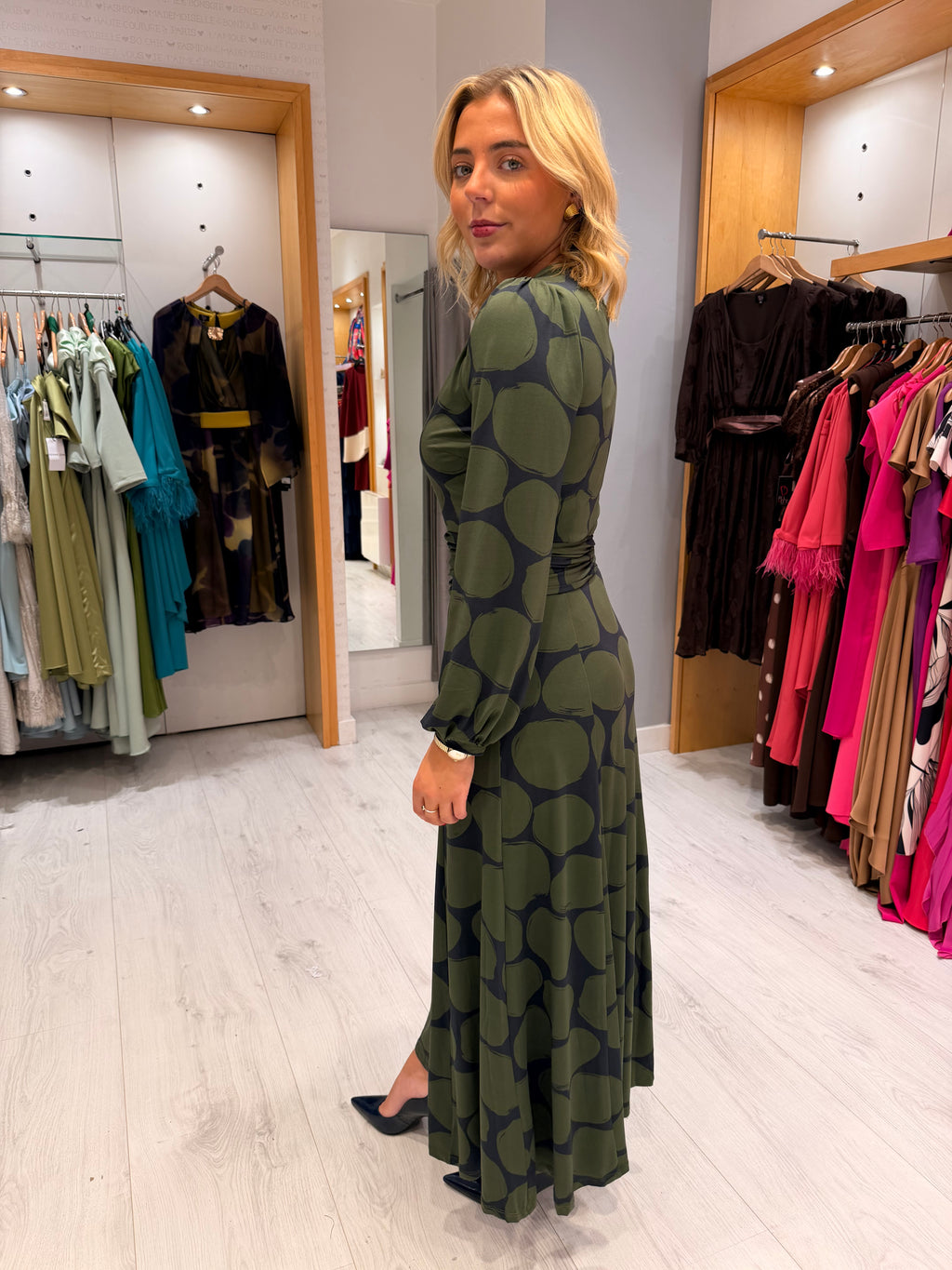 K Design Green Print Dress