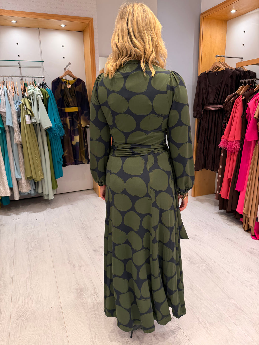 K Design Green Print Dress