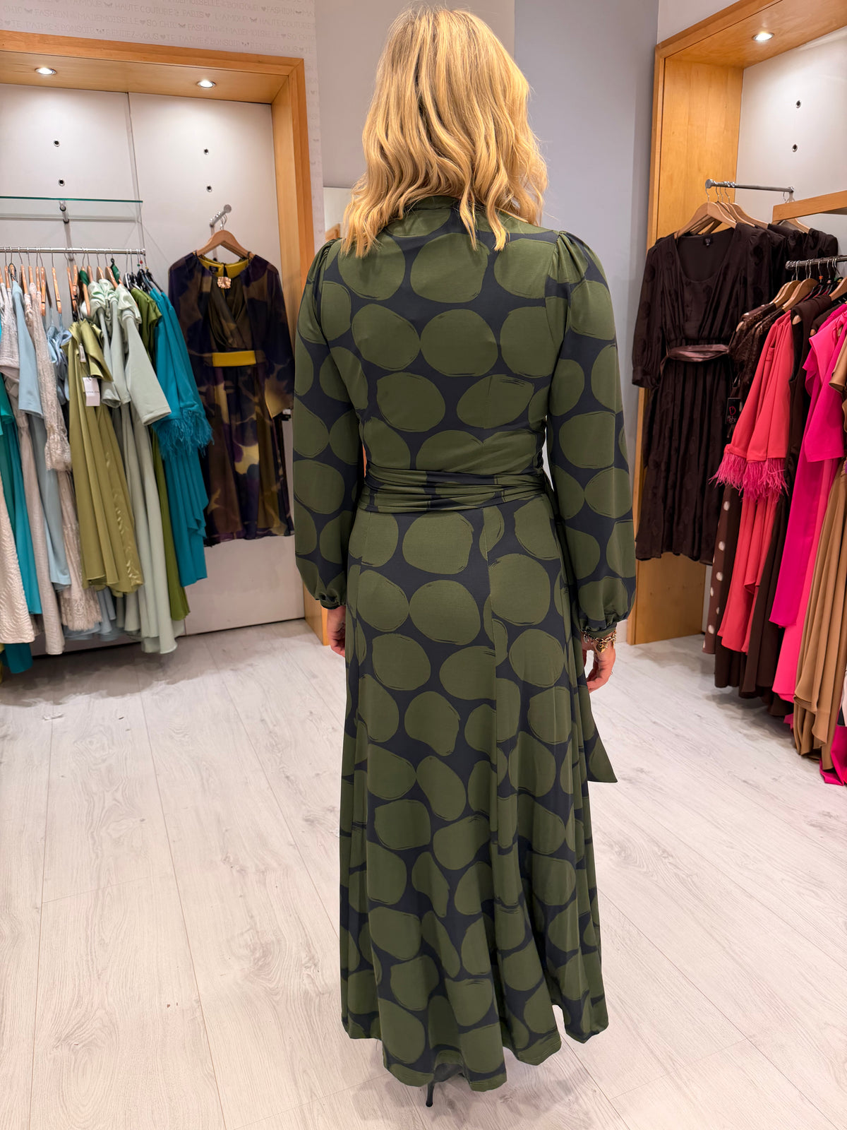 K Design Green Print Dress