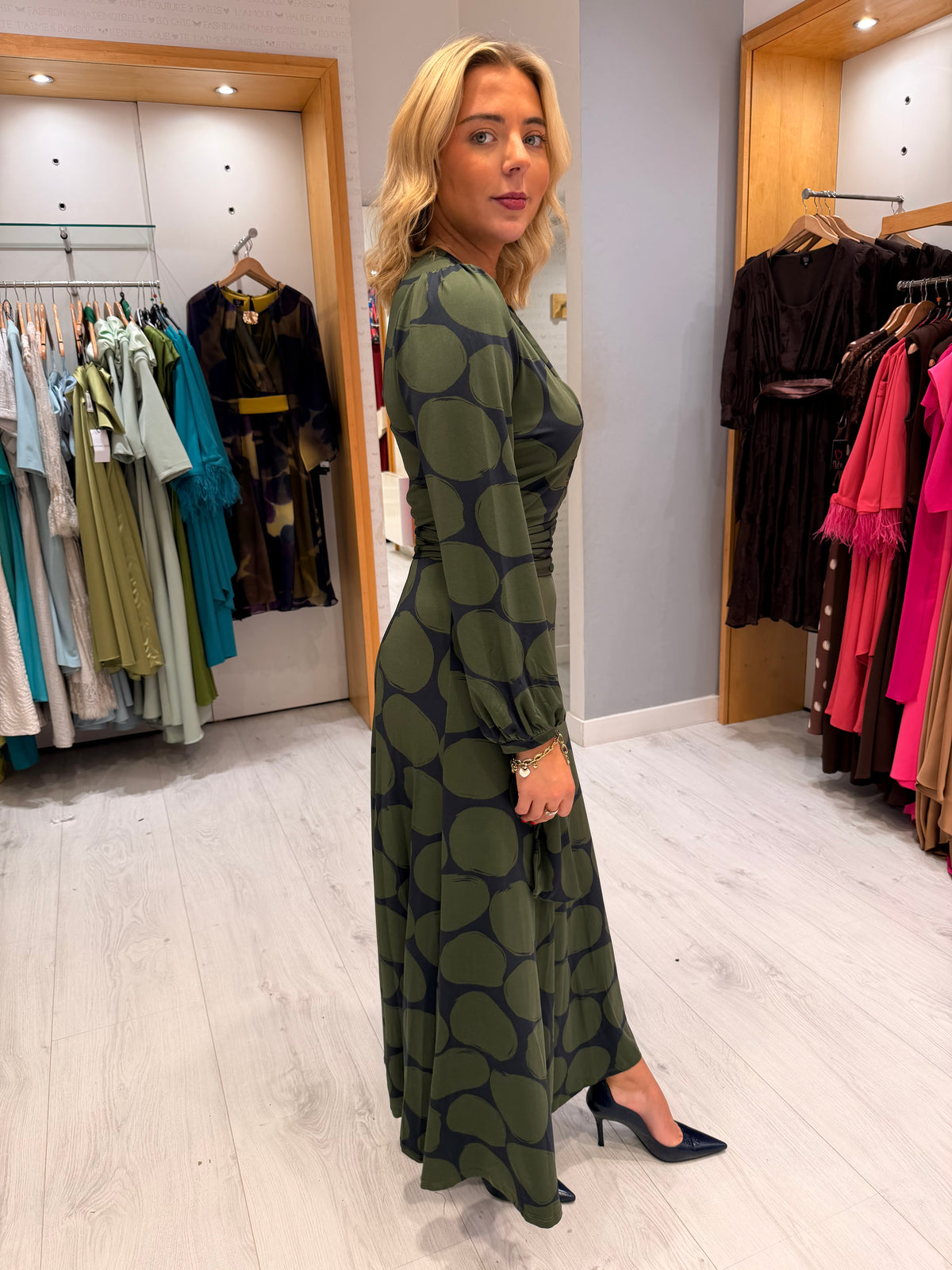 K Design Green Print Dress