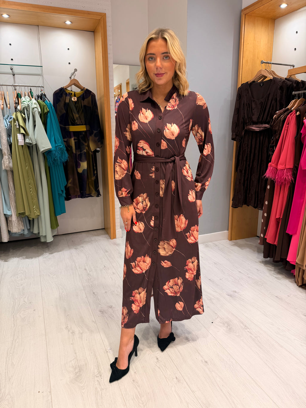 K Design Floral Midi Shirt Dress