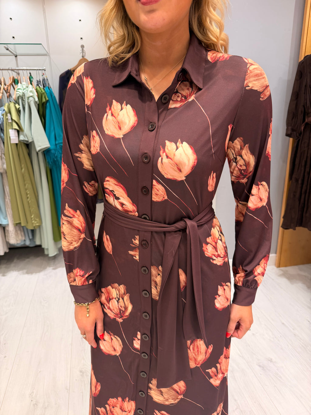 K Design Floral Midi Shirt Dress