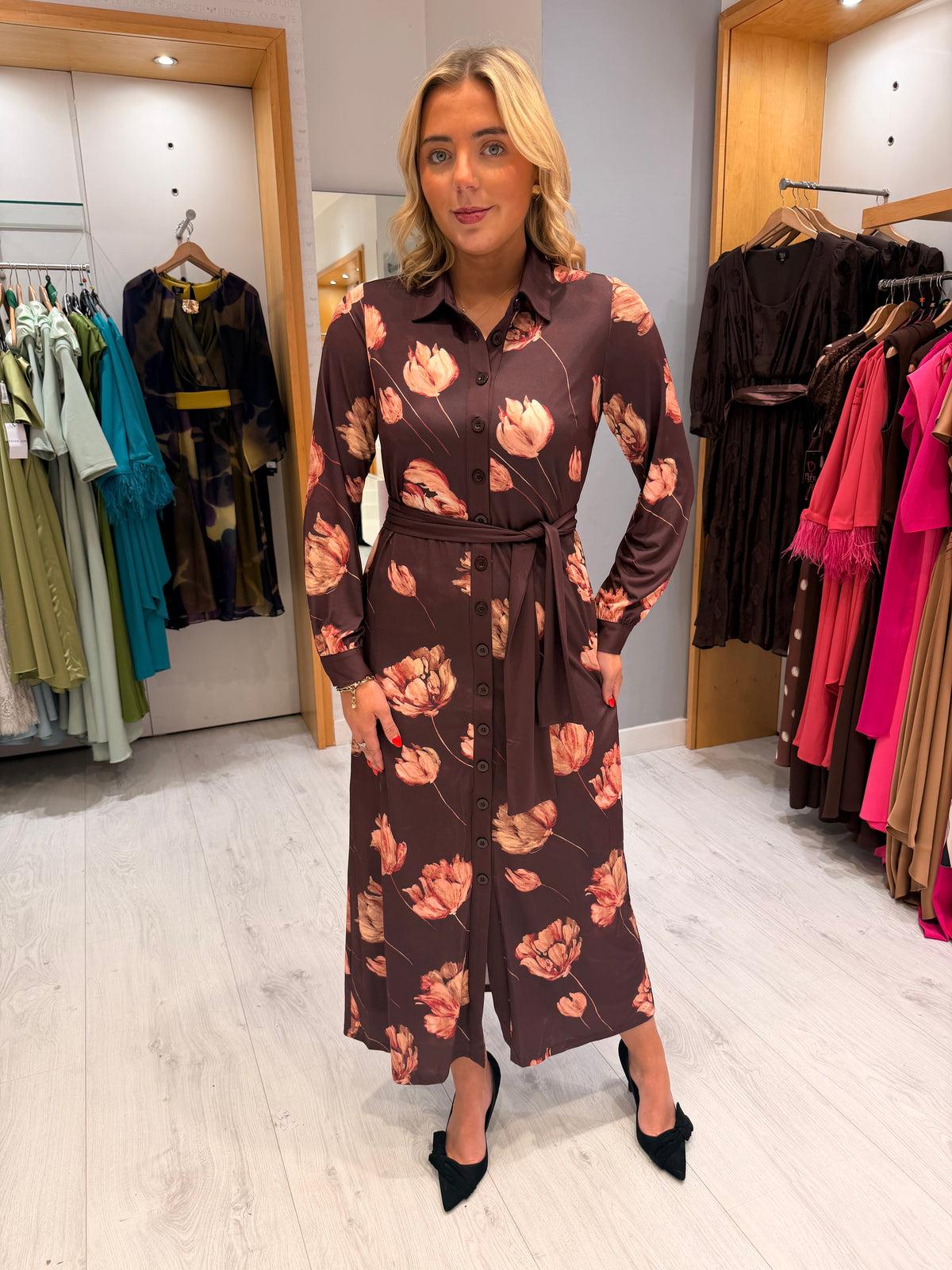 K Design Floral Midi Shirt Dress