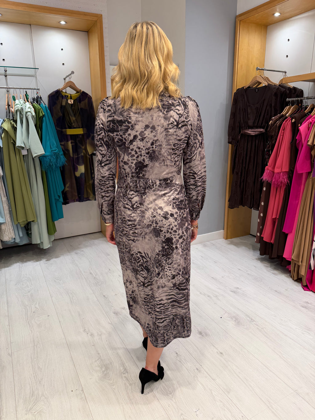 K Design Animal Print Shirt Dress