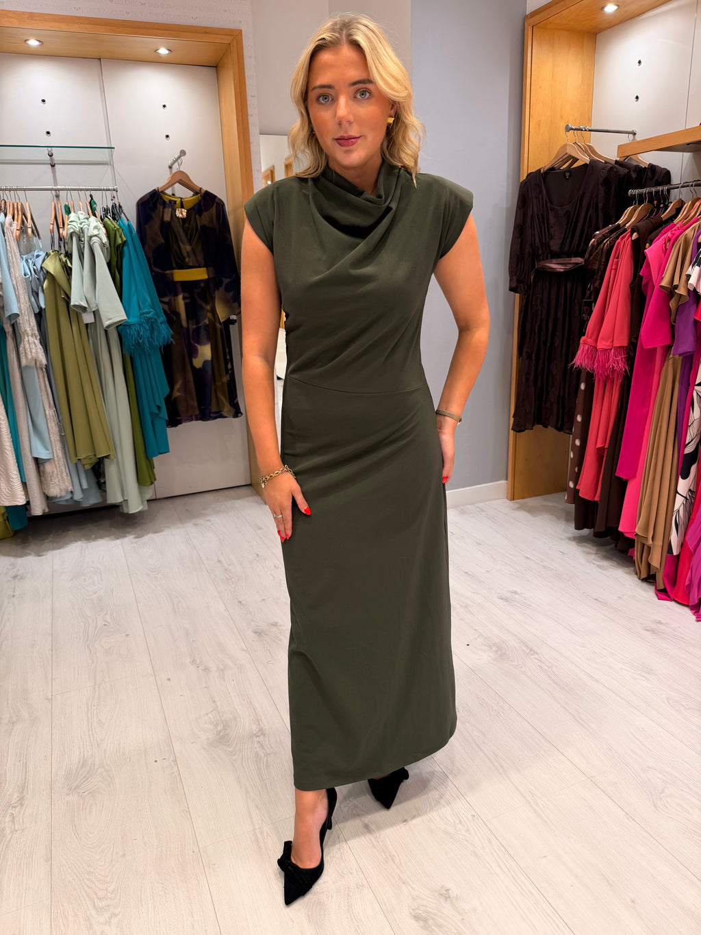 Soaked Khaki Draped Maxi Dress