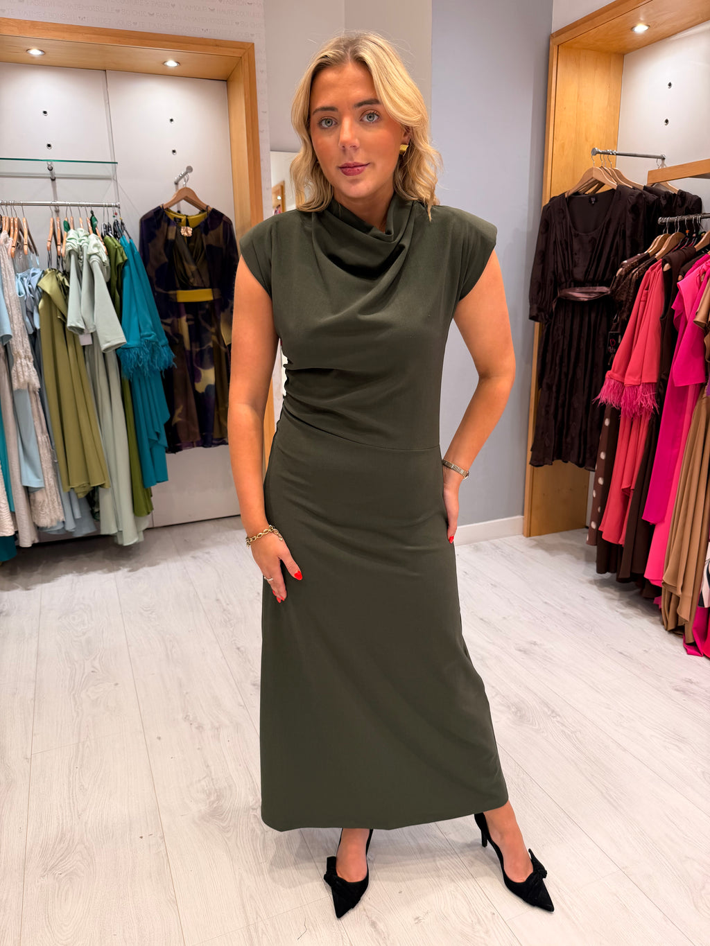 Soaked Khaki Draped Maxi Dress