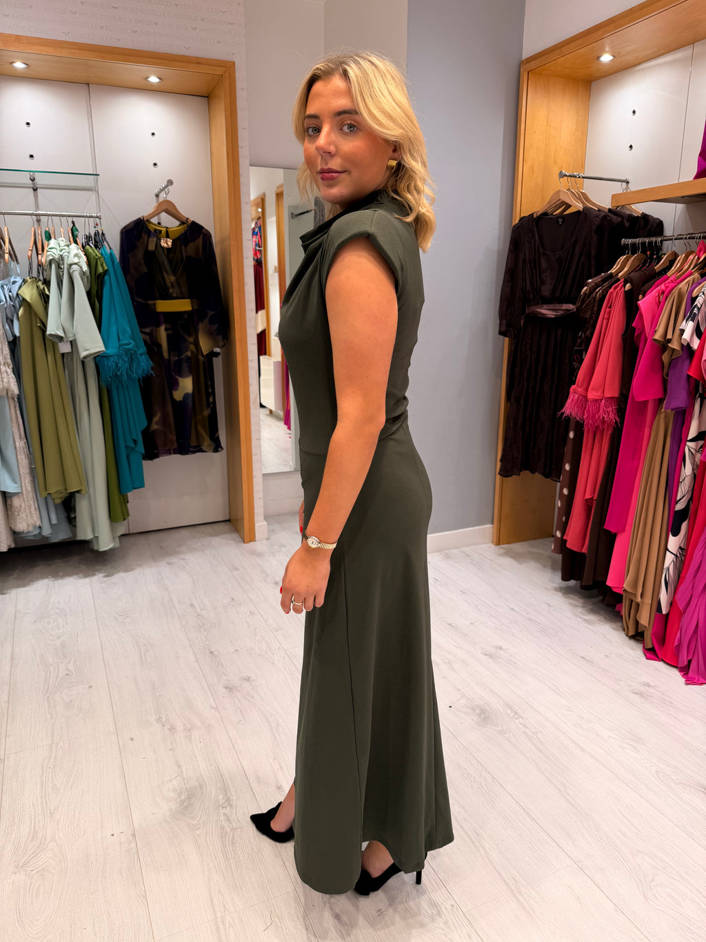 Soaked Khaki Draped Maxi Dress