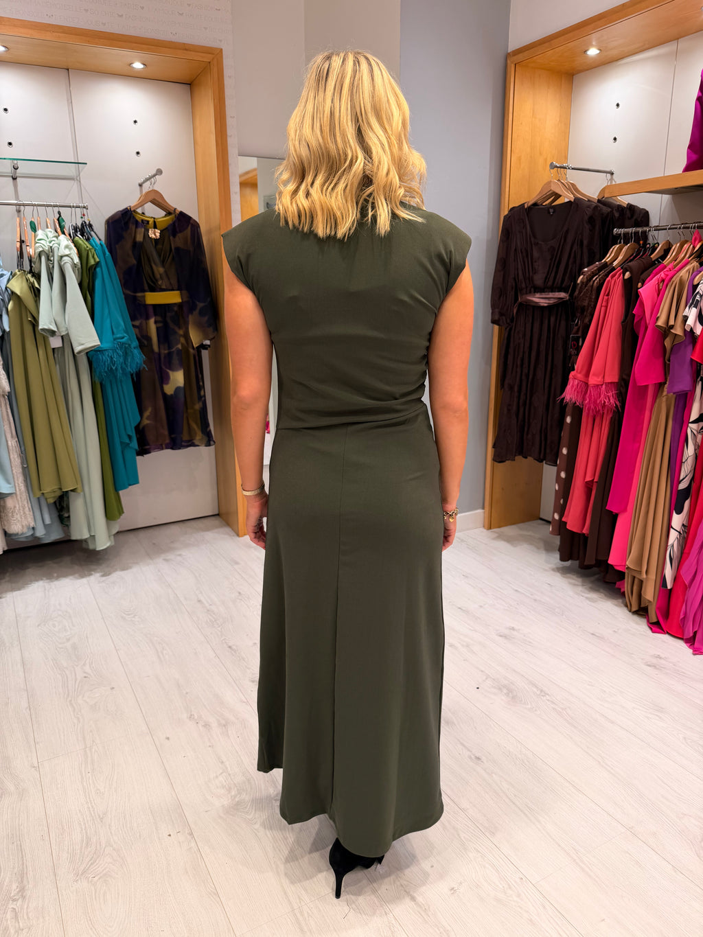 Soaked Khaki Draped Maxi Dress